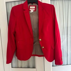 J. Crew Bold Red Schoolboy Blazer with Gold Buttons